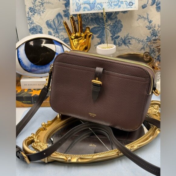 🆕 OROTON 🧿 NWOT Dylan Camera Crossbody Bag, Brown Bear Calfskin Leather - Picture 9 of 14